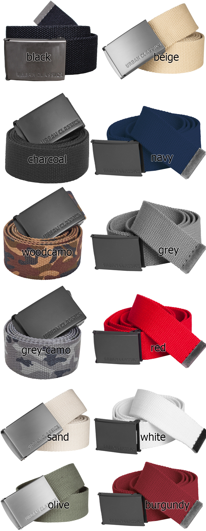 Urban Classics Canvas Belt 2 Buckle eBay Fabric Metal Set | Pack Belts « With